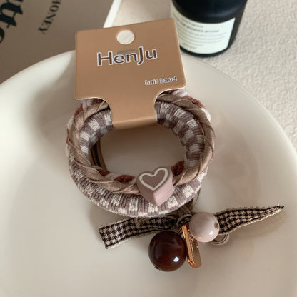 Women'S Korean Style Heart Shape Cloth Hair Tie