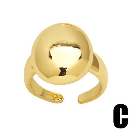 Simple Style Solid Color Copper Plating 18k Gold Plated Open Rings