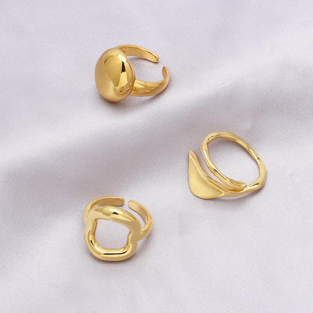 Simple Style Solid Color Copper Plating 18k Gold Plated Open Rings