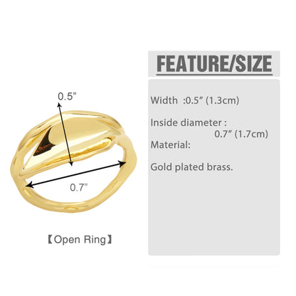 Simple Style Solid Color Copper Plating 18k Gold Plated Open Rings