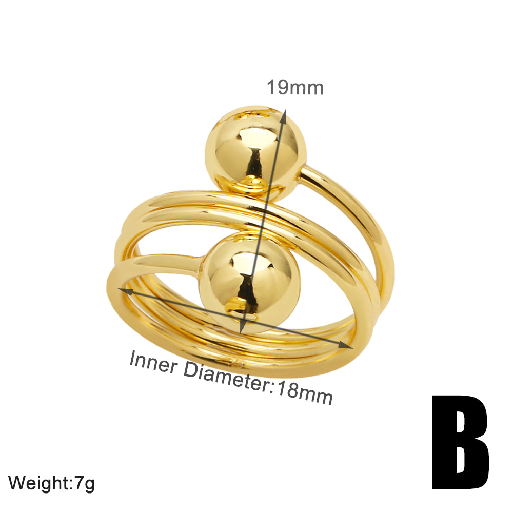 Simple Style Solid Color Copper Plating 18k Gold Plated Open Rings