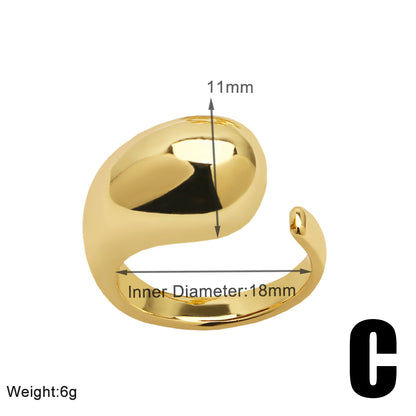 Simple Style Solid Color Copper Plating 18k Gold Plated Open Rings