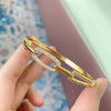 Streetwear Geometric Copper Plating Inlay Artificial Gemstones Bangle