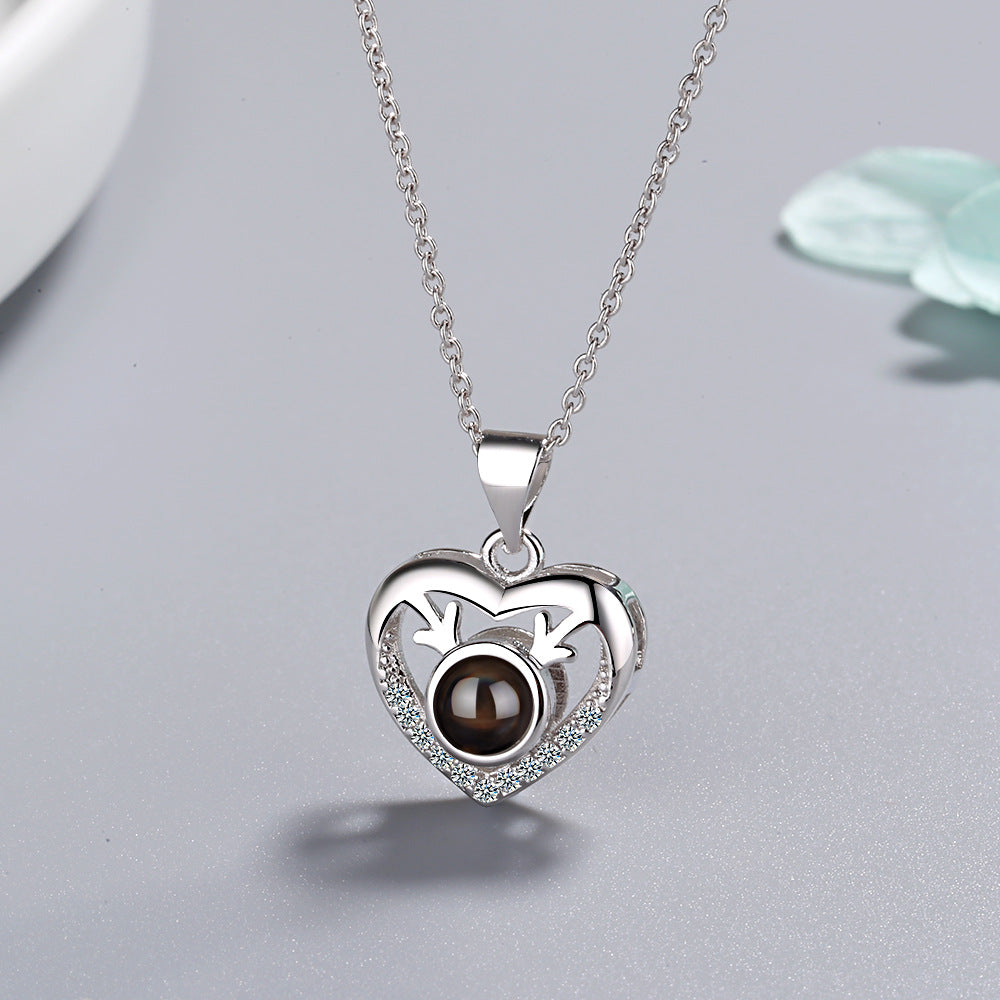 Simple Style Heart Shape Copper Inlay Zircon Pendant Necklace