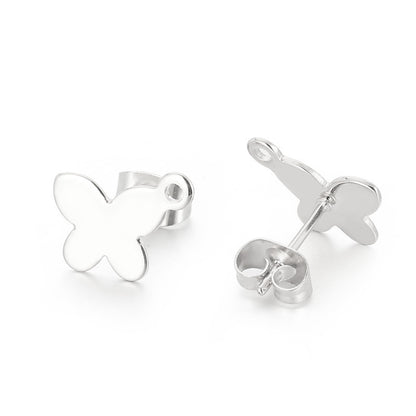 1 Pair Simple Style Butterfly Plating Stainless Steel Ear Studs