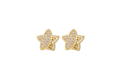 1 Pair Simple Style Star Plating Hollow Out Inlay Copper Zircon Ear Studs