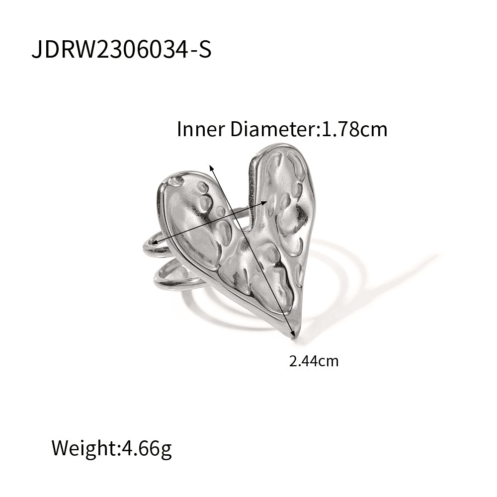 Ig Style Heart Shape Stainless Steel Plating 18k Gold Plated Open Rings