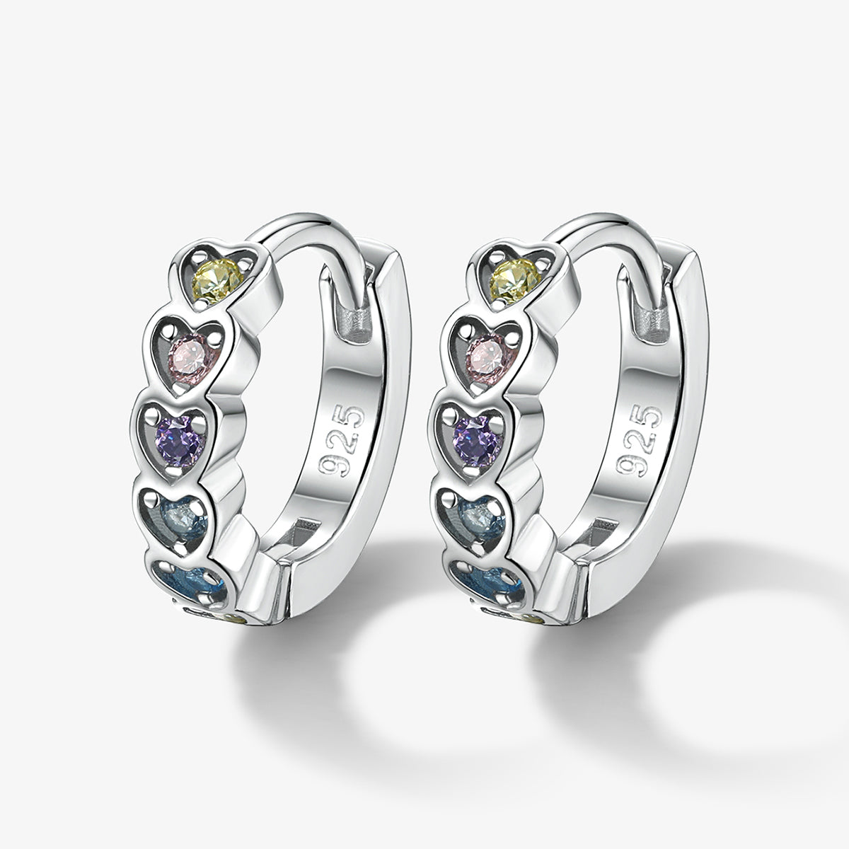 Simple Style Heart Shape Sterling Silver Plating Inlay Zircon White Gold Plated Girl's Rings Earrings Jewelry Set