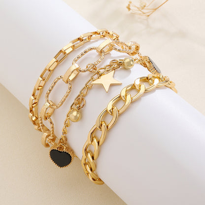 Simple Style Commute Heart Shape Alloy Inlay Zircon Women's Bangle