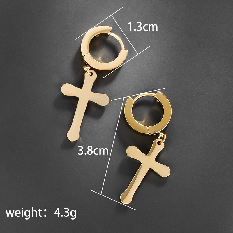 1 Pair Xuping Simple Style Cross Plating Stainless Steel 14k Gold Plated 18k Gold Plated Drop Earrings