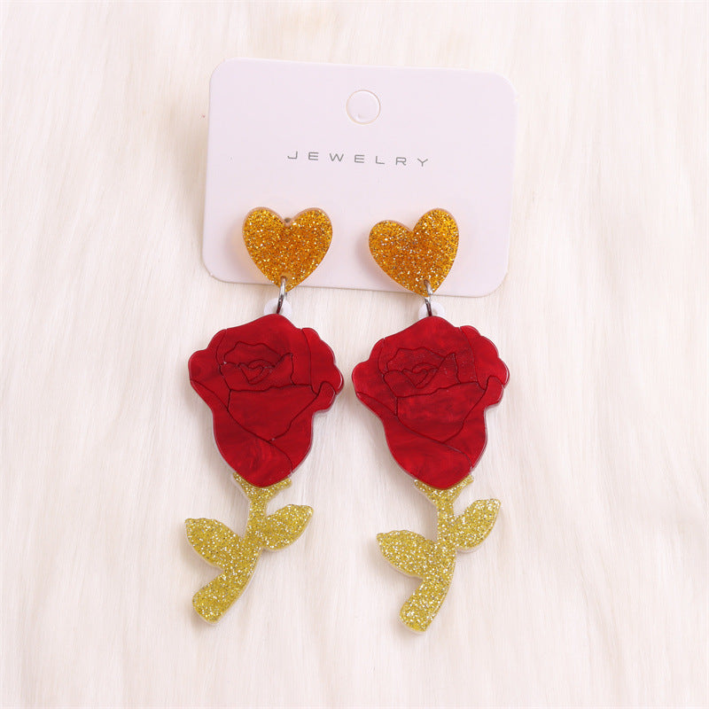 1 Pair Sweet Flower Arylic Drop Earrings