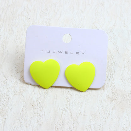 1 Pair Simple Style Heart Shape Spray Paint Arylic Ear Studs