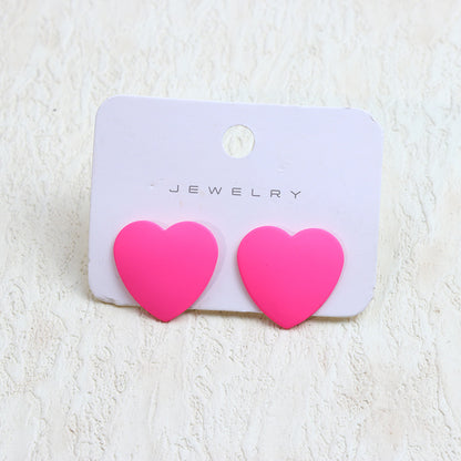 1 Pair Simple Style Heart Shape Spray Paint Arylic Ear Studs