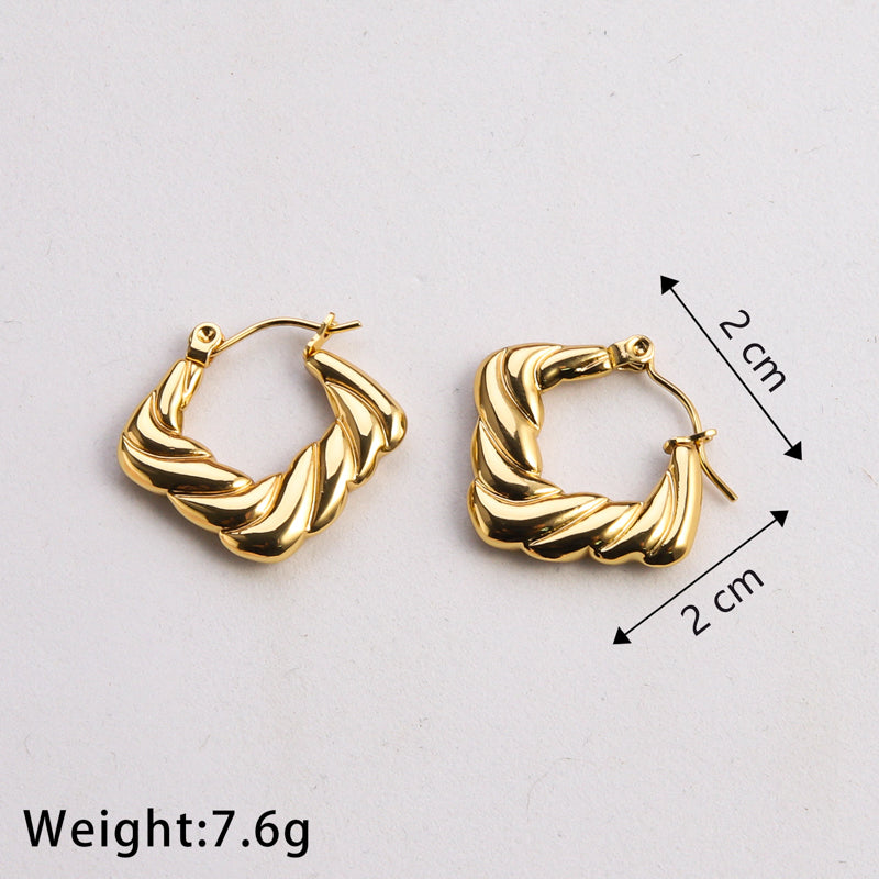 1 Pair Casual Classic Style U Shape Geometric Twist Plating Stainless Steel Gold Plated Earrings