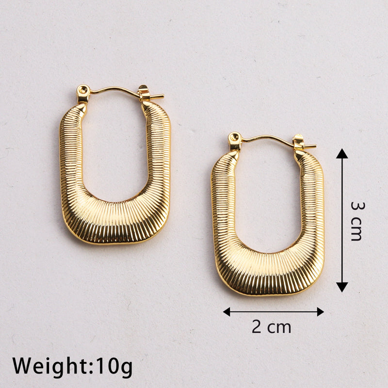 1 Pair Casual Classic Style U Shape Geometric Twist Plating Stainless Steel Gold Plated Earrings