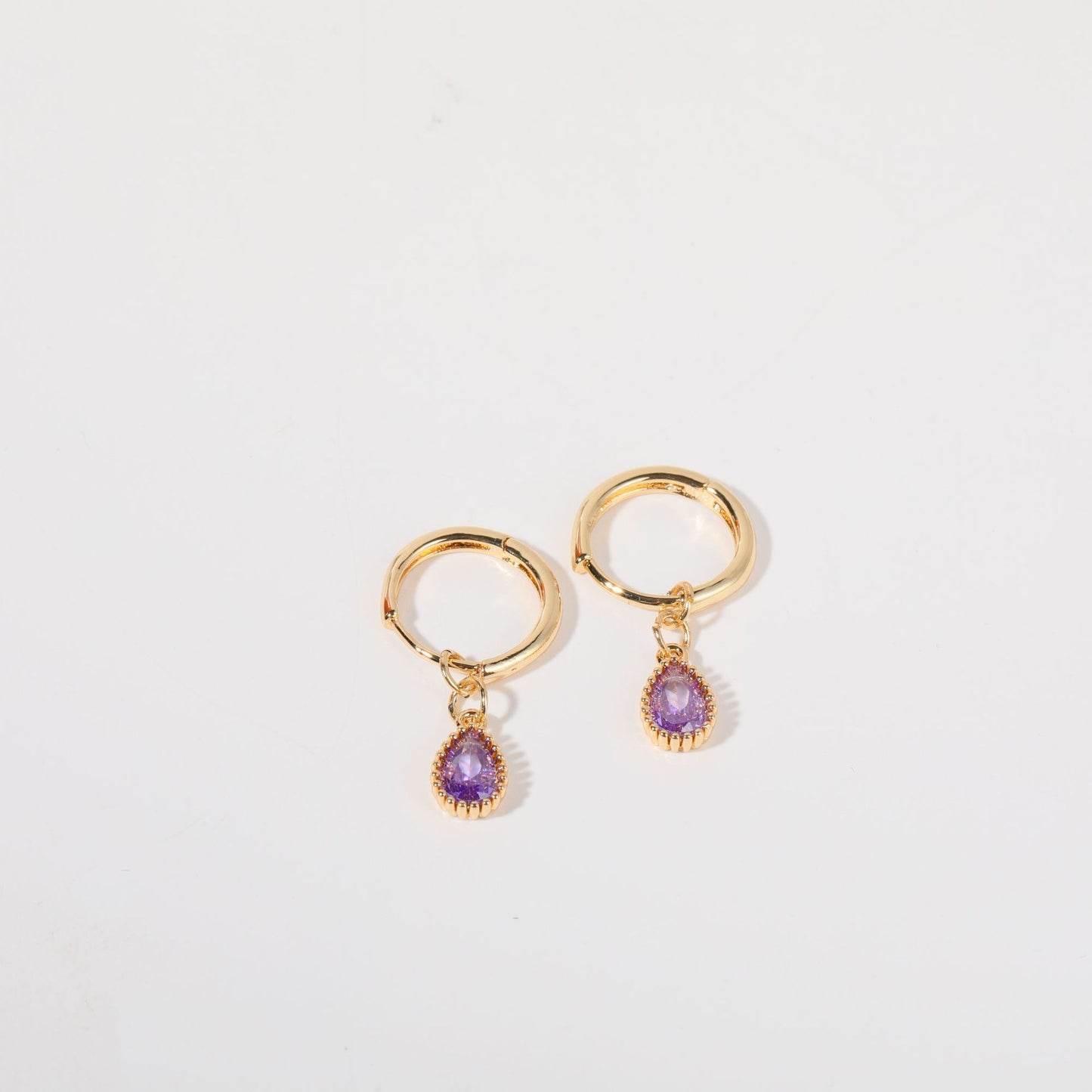 1 Pair Simple Style Water Droplets Plating Inlay Copper Zircon 18k Gold Plated Drop Earrings