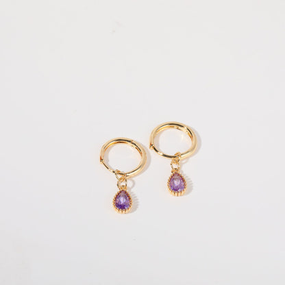 1 Pair Simple Style Water Droplets Plating Inlay Copper Zircon 18k Gold Plated Drop Earrings