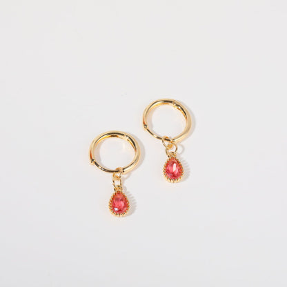 1 Pair Simple Style Water Droplets Plating Inlay Copper Zircon 18k Gold Plated Drop Earrings