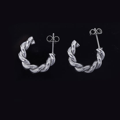 1 Pair Simple Style Classic Style C Shape Polishing Stainless Steel Ear Studs