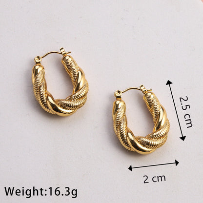 1 Pair Casual Classic Style Commute U Shape Plating Stainless Steel Gold Plated Earrings