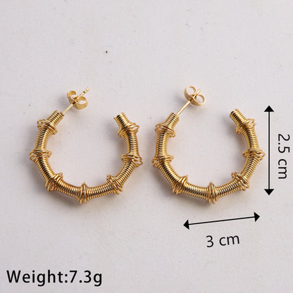 1 Pair Casual Classic Style Commute U Shape Geometric Solid Color Plating Stainless Steel Gold Plated Earrings