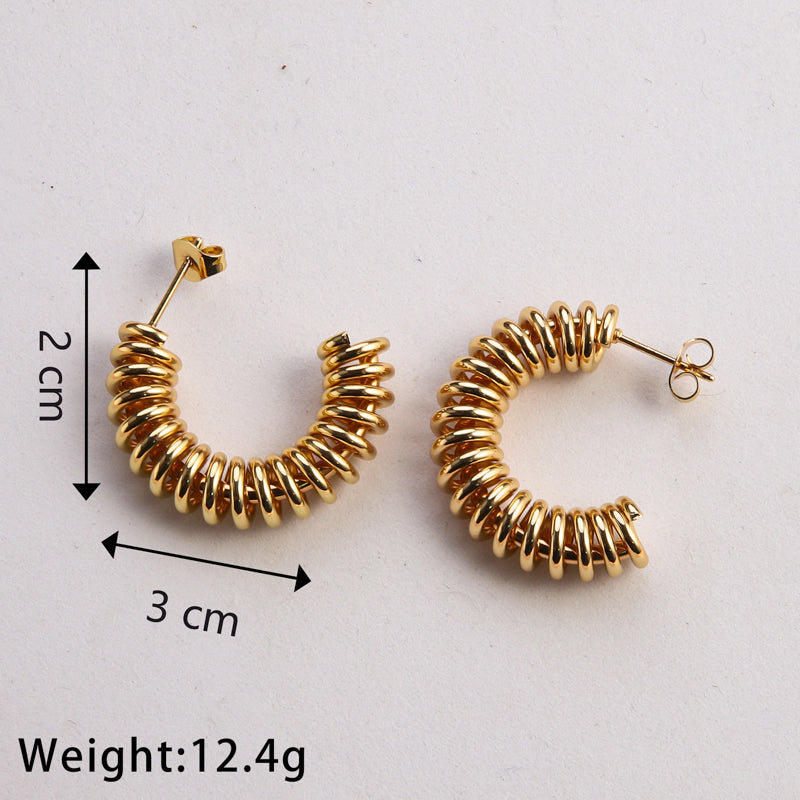 1 Pair Casual Classic Style Commute U Shape Geometric Solid Color Plating Stainless Steel Gold Plated Earrings