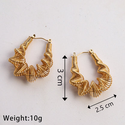 1 Pair Casual Classic Style Commute U Shape Geometric Solid Color Plating Stainless Steel Gold Plated Earrings