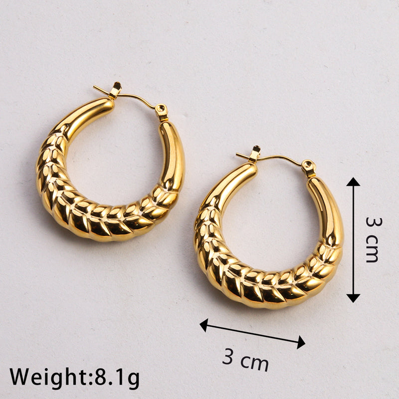 1 Pair Casual Classic Style Commute U Shape Geometric Grain Plating Stainless Steel Gold Plated Earrings