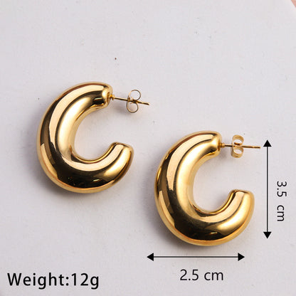 1 Pair Casual Classic Style Commute U Shape Geometric Grain Plating Stainless Steel Gold Plated Earrings