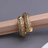 Glam Shiny Geometric Copper Plating Inlay Zircon 18k Gold Plated Open Rings