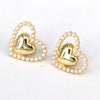 1 Pair Elegant Simple Style Triangle Heart Shape Plating Inlay Copper Artificial Pearls 18k Gold Plated Earrings