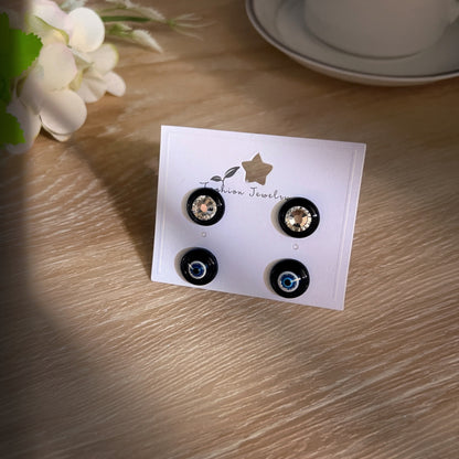 Wholesale Jewelry Simple Style Round Devil's Eye Alloy Plating Inlay Ear Studs