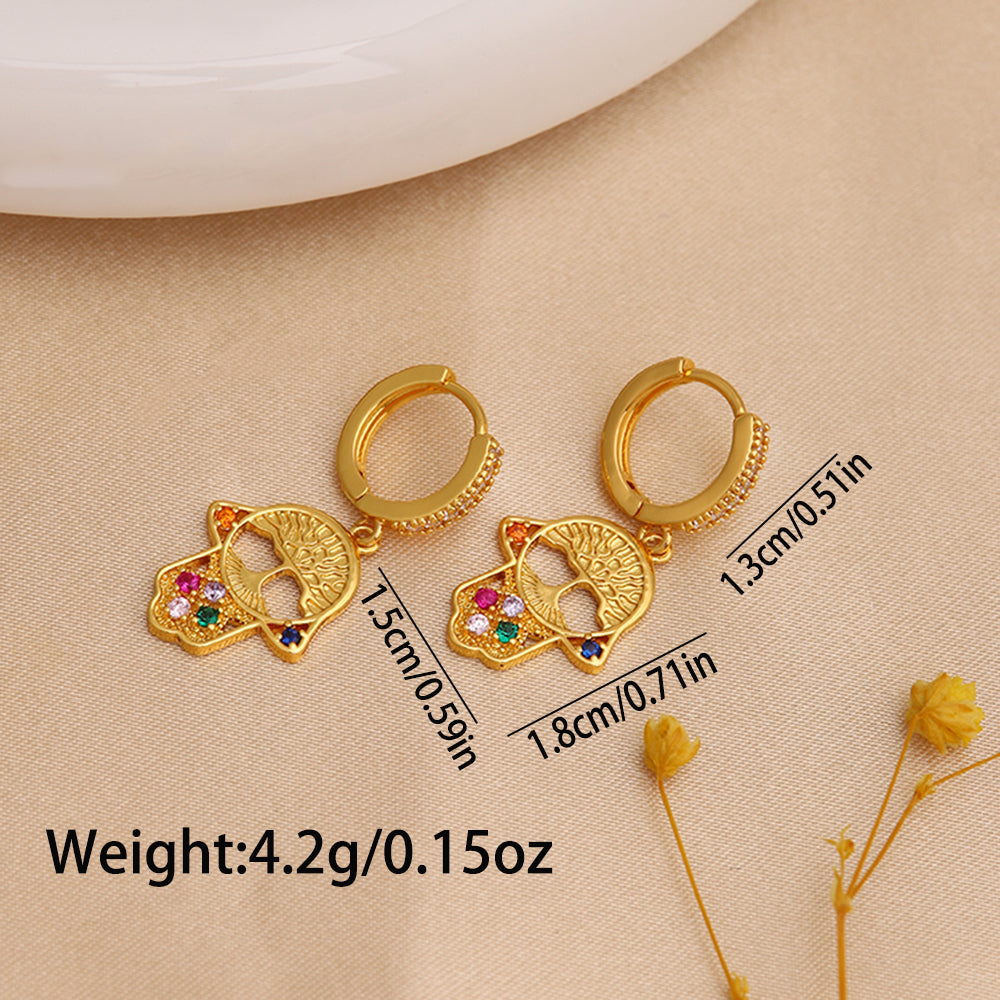 1 Pair Simple Style Cross Plating Inlay Copper Zircon 18k Gold Plated Drop Earrings