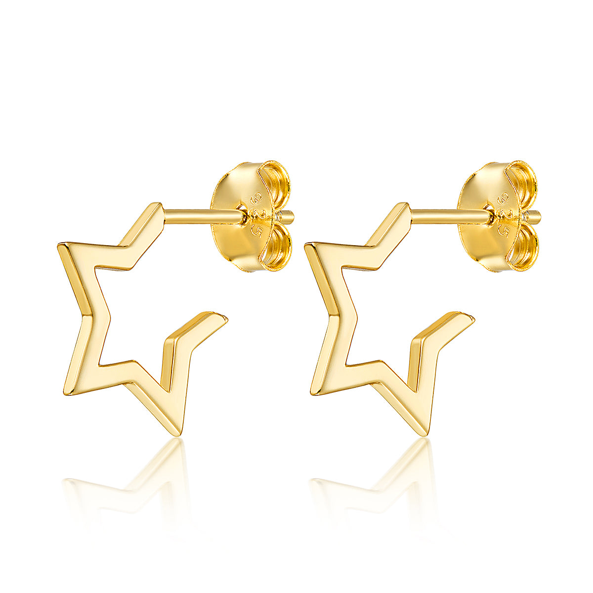 1 Pair Simple Style Pentagram Plating Sterling Silver 18k Gold Plated White Gold Plated Ear Studs