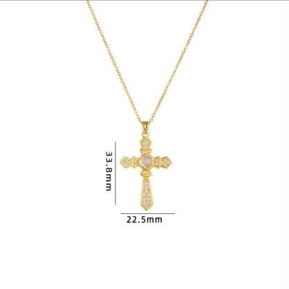 Classic Style Cross Copper Plating Pendant Necklace