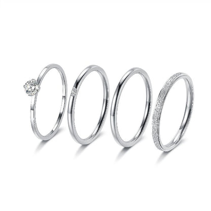 Simple Style Round Stainless Steel Plating Inlay Zircon White Gold Plated Rings