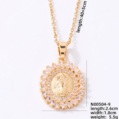 Hip-hop Vintage Style Simple Style Human Copper Plating Inlay Zircon Gold Plated Pendant Necklace