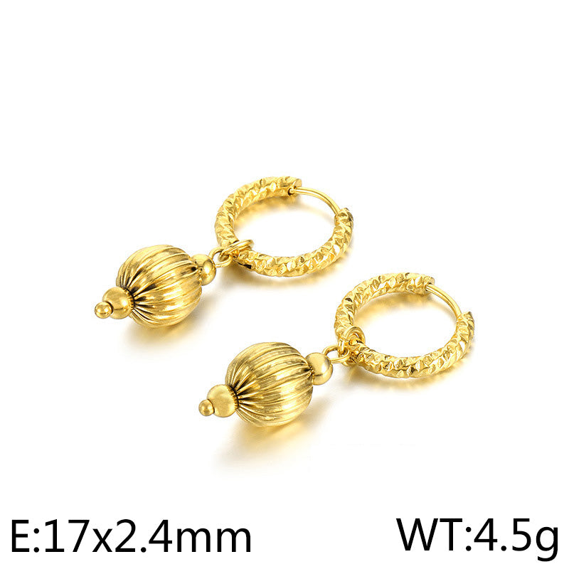 1 Pair Simple Style Lantern Plating Stainless Steel 18k Gold Plated Drop Earrings