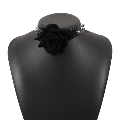 Punk Cool Style Flower Pu Leather Cloth Rivet Women's Choker