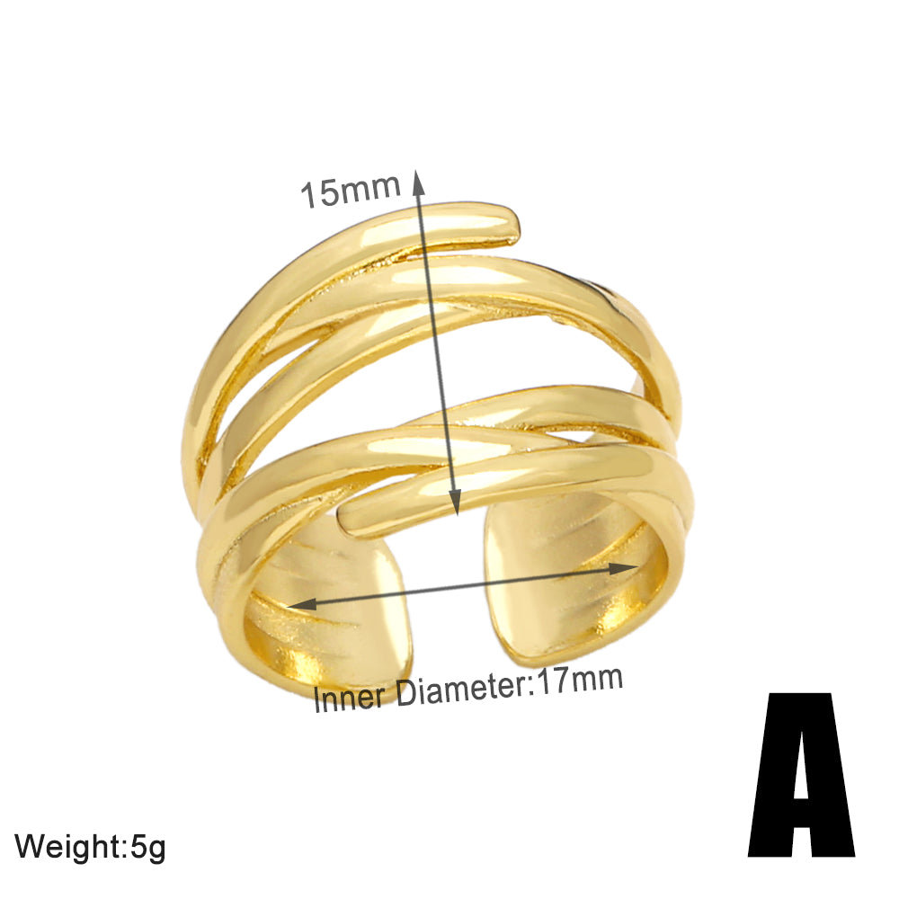 Simple Style Heart Shape Copper Plating 18k Gold Plated Open Rings