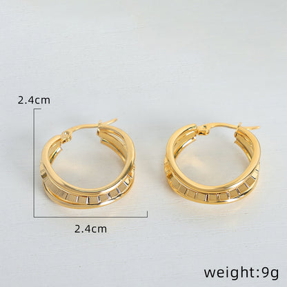 1 Pair Ig Style Simple Style Solid Color Plating Inlay Titanium Steel Pearl 18k Gold Plated Earrings