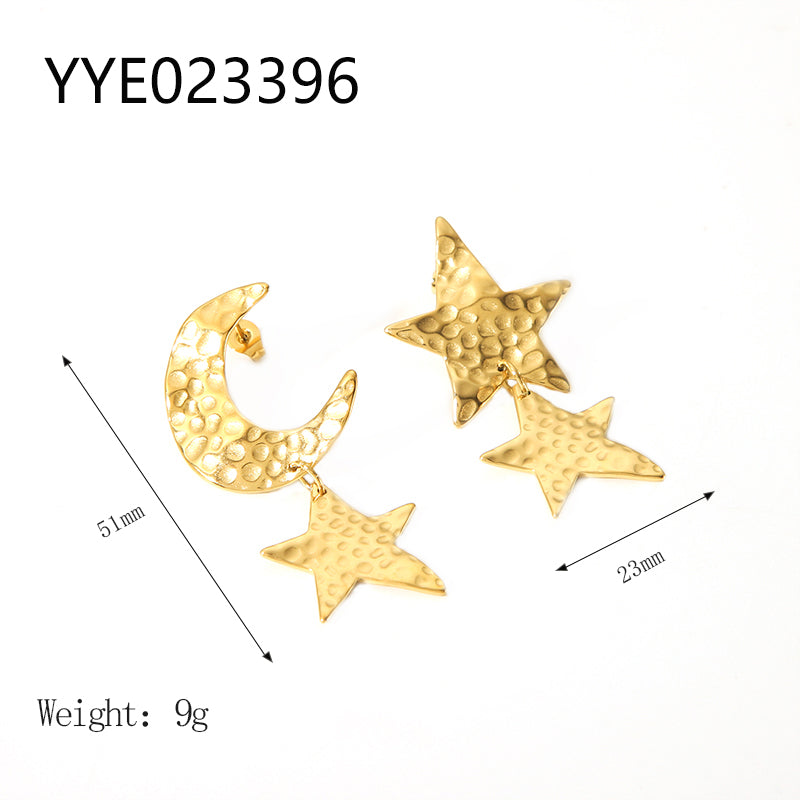 Ig Style Nordic Style African Style Star Moon Stainless Steel Polishing Plating Metal 18k Gold Plated Pendant Necklace