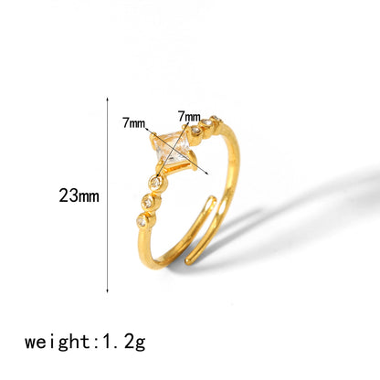 Retro Circle Stainless Steel Polishing Plating Zircon 18k Gold Plated Rings