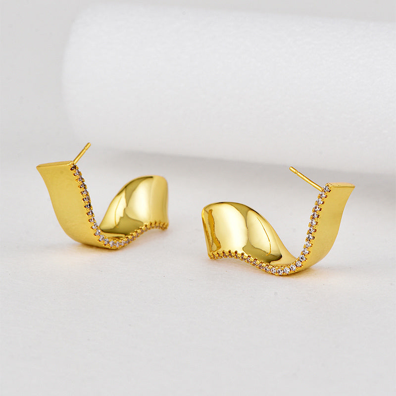 1 Pair Retro Simple Style Geometric Plating Inlay Copper Zircon 18k Gold Plated Earrings