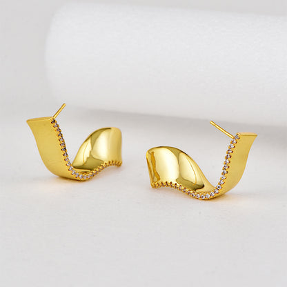 1 Pair Retro Simple Style Geometric Plating Inlay Copper Zircon 18k Gold Plated Earrings