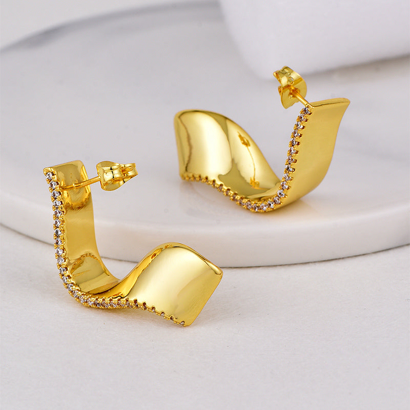 1 Pair Retro Simple Style Geometric Plating Inlay Copper Zircon 18k Gold Plated Earrings