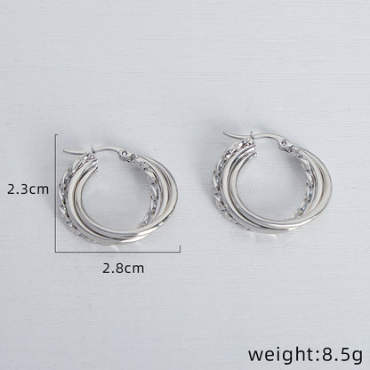 1 Pair Ig Style Simple Style Solid Color Plating Inlay Titanium Steel Pearl 18k Gold Plated Earrings