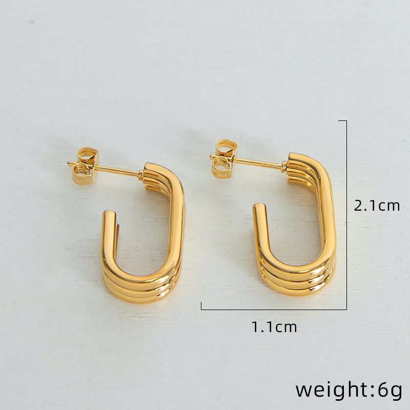 1 Pair Simple Style Geometric Plating Titanium Steel 18k Gold Plated Ear Studs