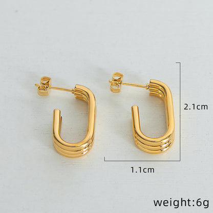 1 Pair Simple Style Geometric Plating Titanium Steel 18k Gold Plated Ear Studs