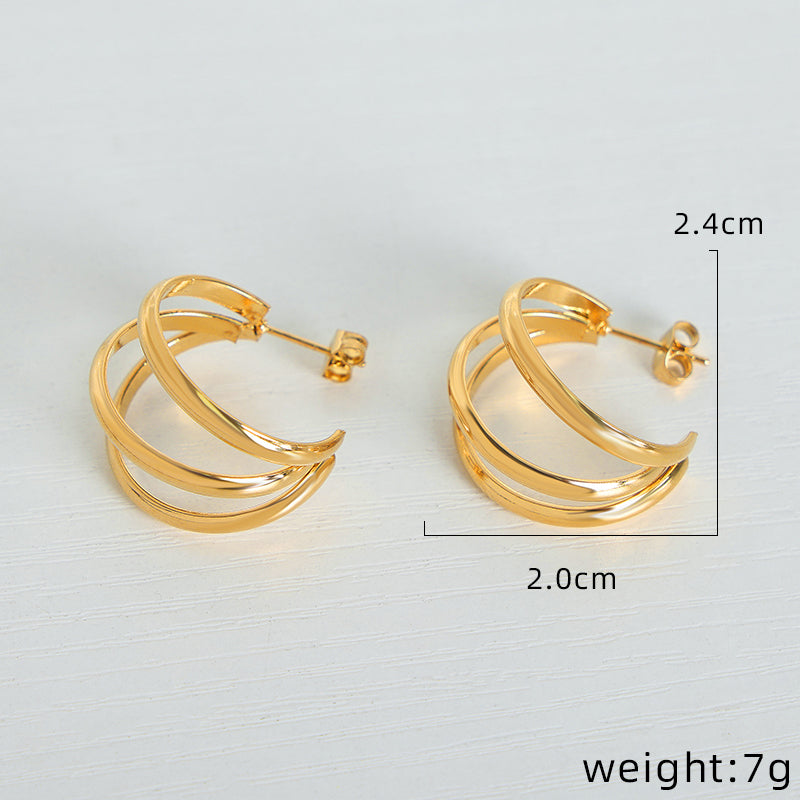 1 Pair Simple Style Geometric Plating Titanium Steel 18k Gold Plated Ear Studs